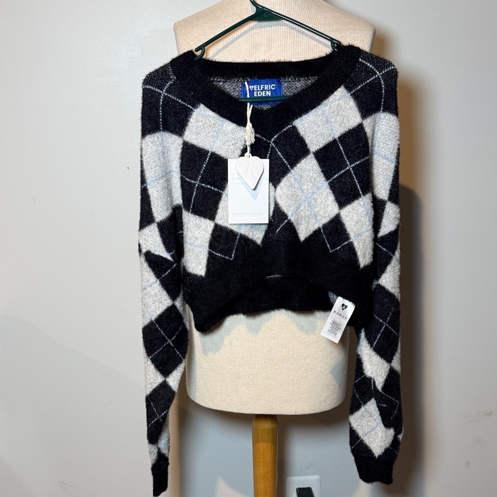 Aelfric Eden Black and White Argyle Sweater